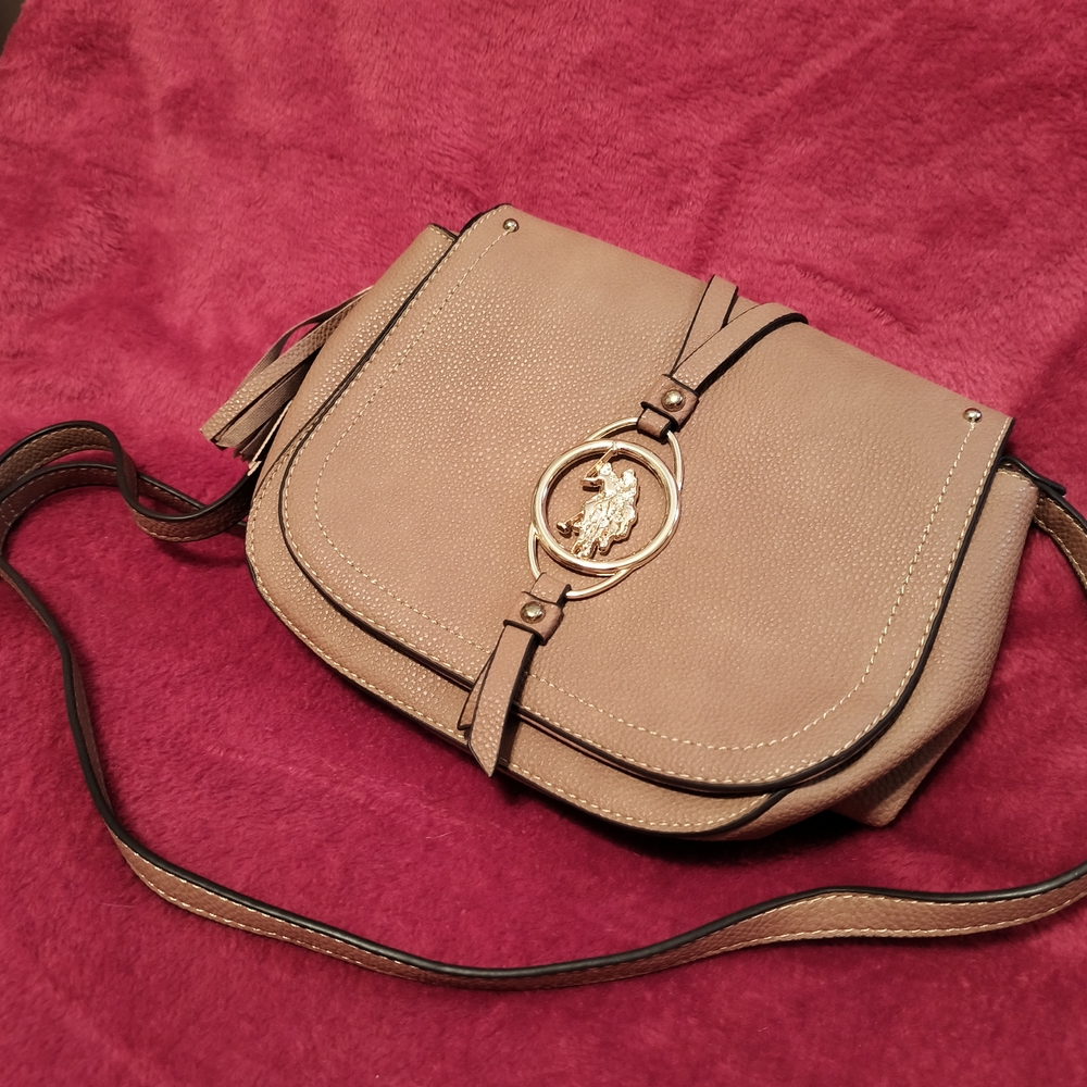 U.S. Polo Assn. Tan Crossbody Bag with Gold Detail